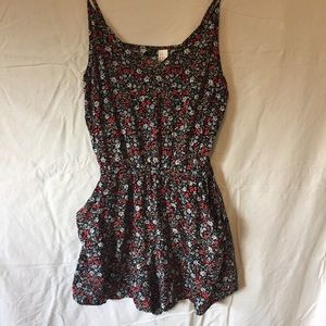 H&M red and blue floral romper